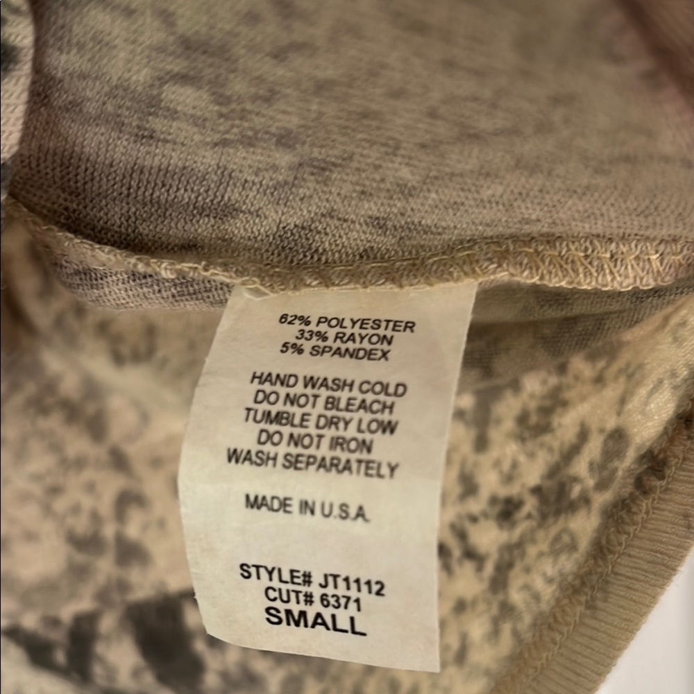 All Saints Tan Long Sleeve Snakeskin Tee - Picture 6 of 9
